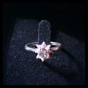 Natural Demantoid Garnet White Sapphire accented Engagement Ring